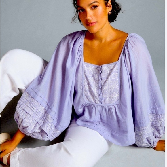 By Anthropologie Lace Babydoll Blouse size M - Picture 1 of 5